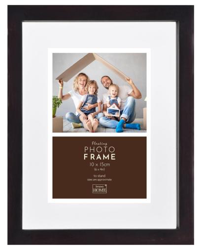 Dark Brown Solid Wood Photo Frame – 6x4” Picture Frame with White Mount