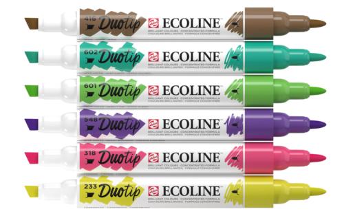 Ecoline Duo Tip Pen Set Botanic - Pack of 6 (Brown/Turqouise/Green/Purple/Pink/Yellow)