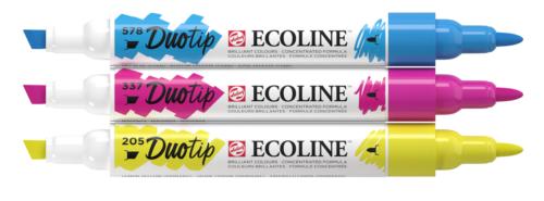 Ecoline Duo Tip Pen Set Primary - Pack of 3 (Blue/Yellow/Pink)