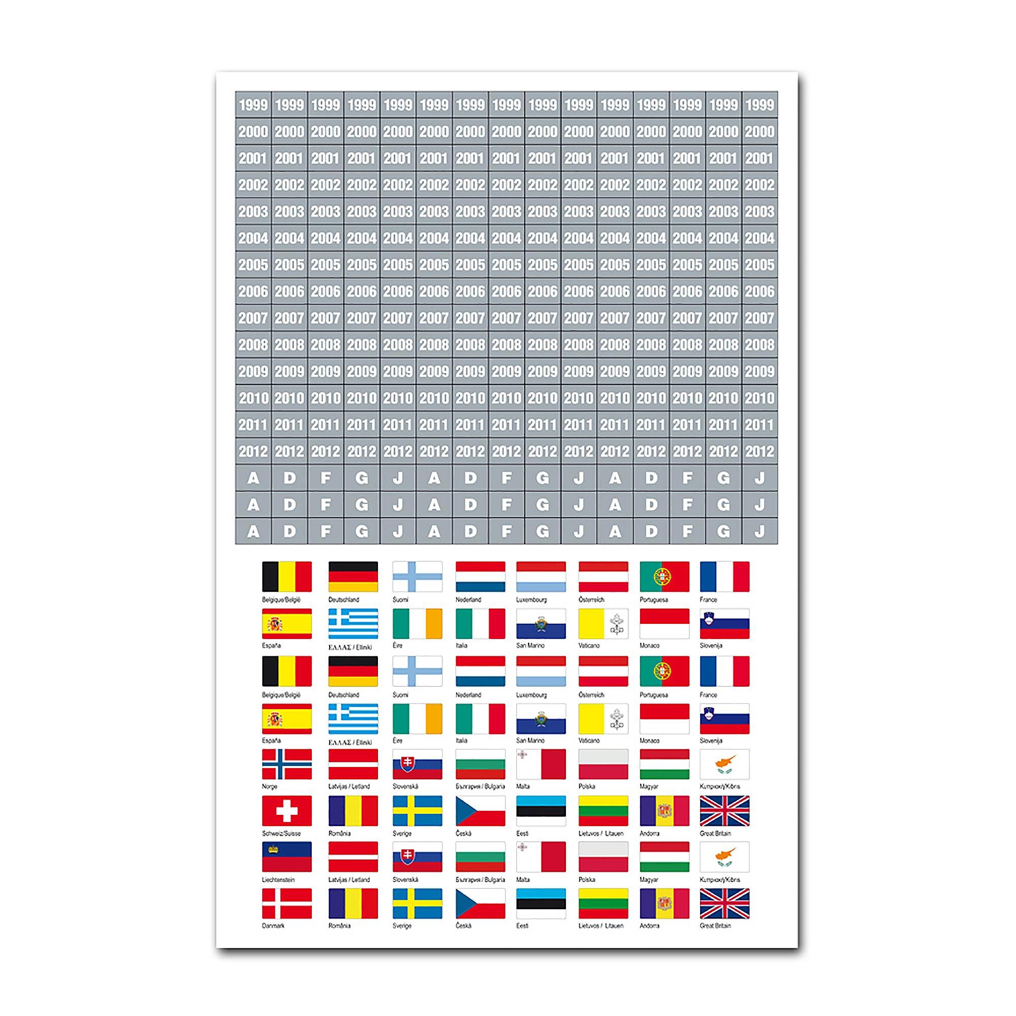 Flags of Europe self-adhesive Labels - 1 sheet with dates