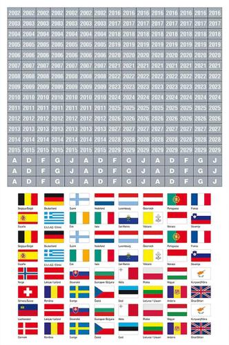 Flags of Europe & Year Dates Self-Adhesive Label Sheet