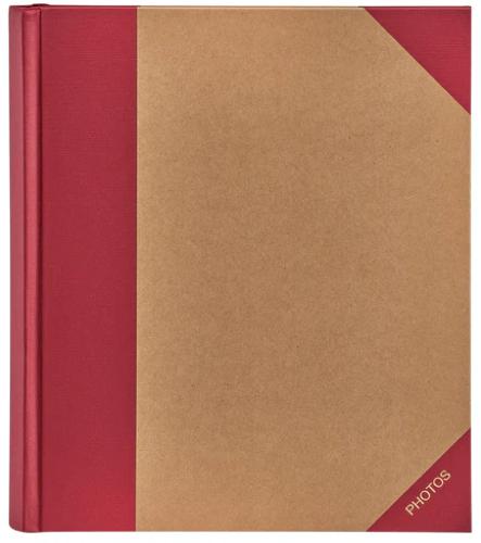 Green Wood Series 7x5" Photo Album - Red & Brown Kraft-Style Slip-In Memo Album for 200 Photos