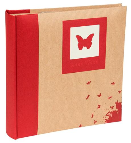 Green Wood Red Butterfly 7x5" 13x18cm Memo Photo Album for 200 prints