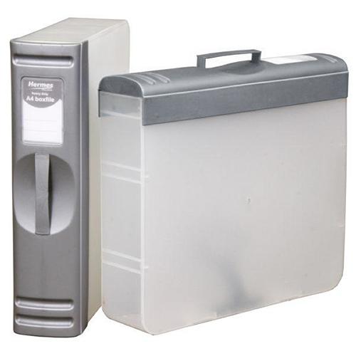 A4 Handybox Polypropylene Archival File with Spring Clip - Silver