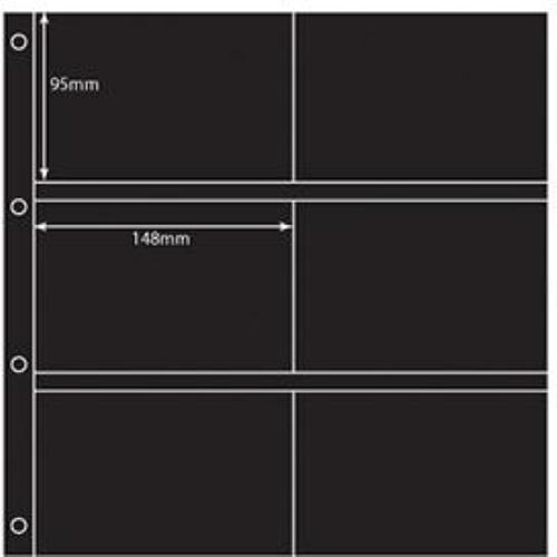 Maximum Large Format Black Acid-Free Postcard Pocket Refill 95x148mm - Pack of 5