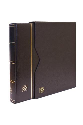 A4 Premium Leather Look Stamp Stockbook - 16 Black Pages, 32 Sides - Black