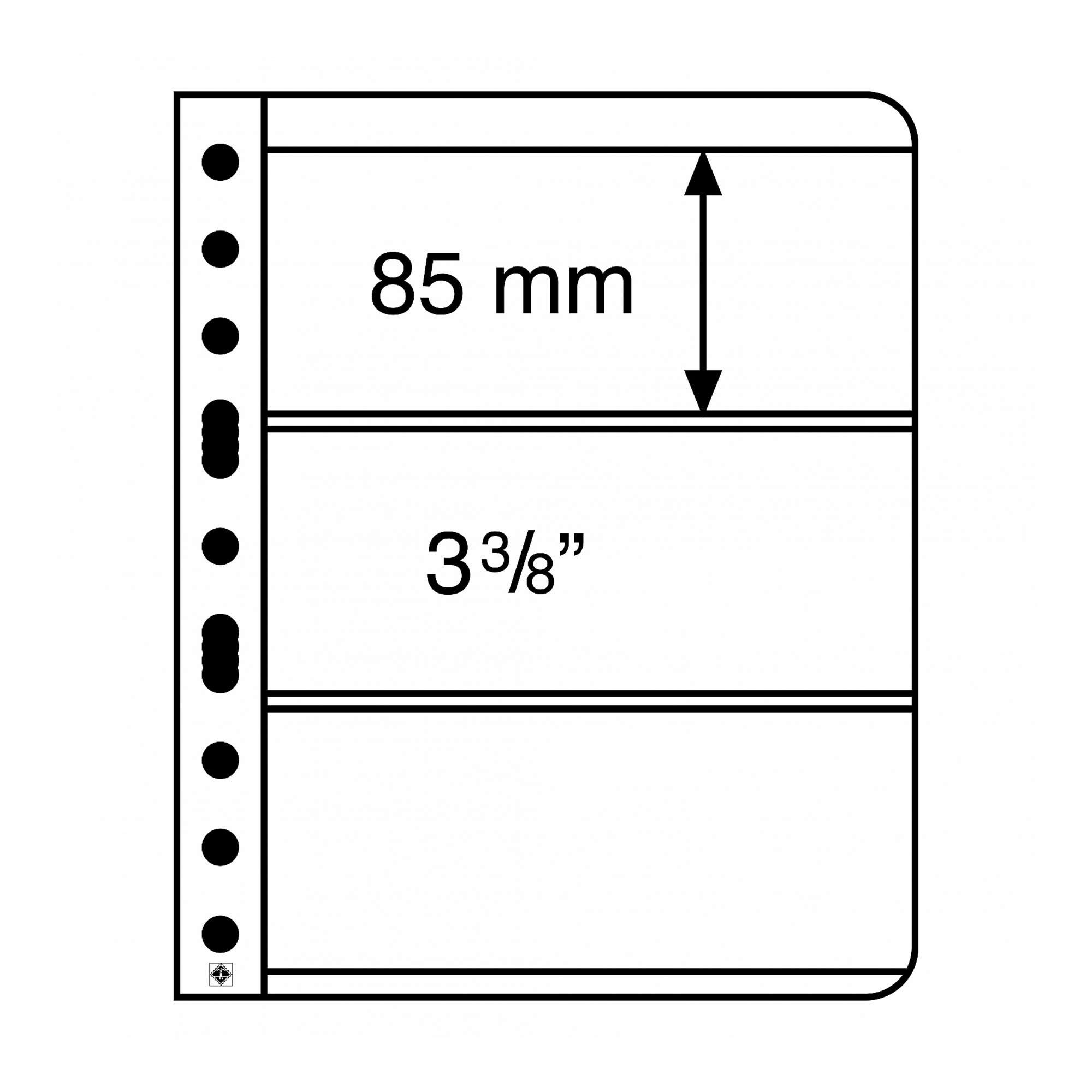 Leuchtturm Vario 3S - Black Stamp Pocket Refill Sheets (84 x 195mm) Pack of 5