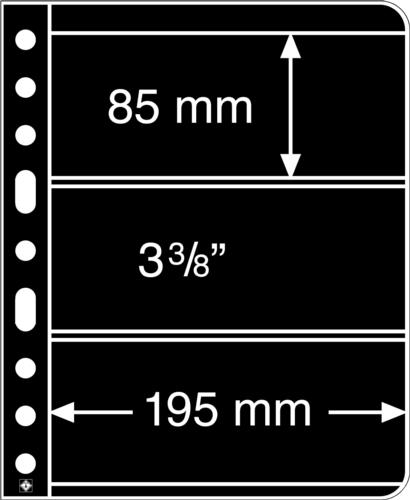 Black Vario 3S Stamp Pocket Refill Sheets (84x195mm) Pack of 5