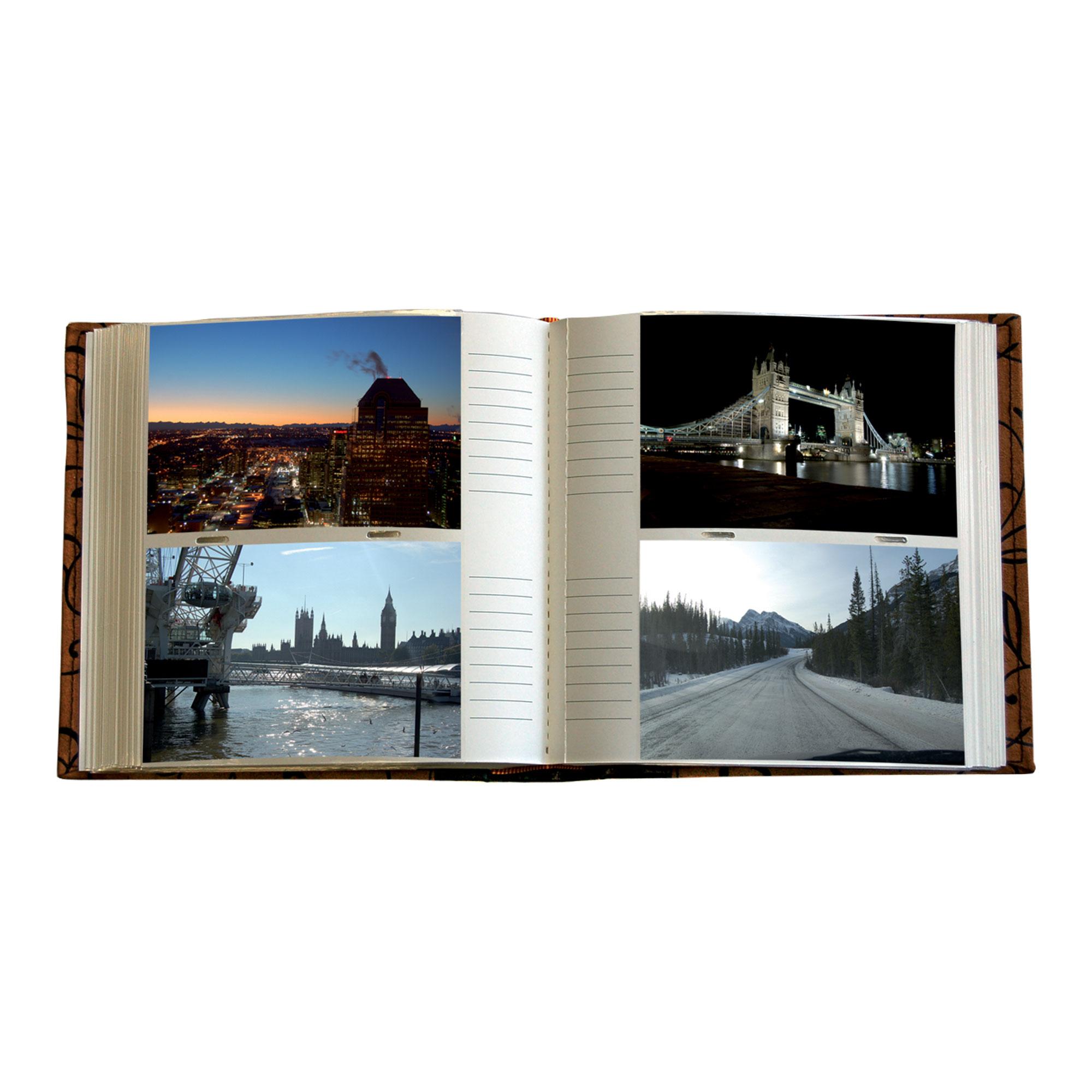 Silver 4x6 Photo Album - Holds 200 Photos With Memo Space, Slip-In Pockets, Perfect For Weddings & Travel
