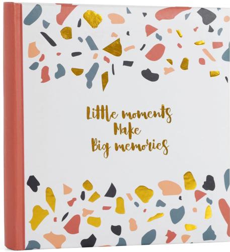 Slip-In Photo Album - Little Moments Multicoloured Abstract Granite Design - Holds 100 Landscape 6x4.5" Prints with Memo Space