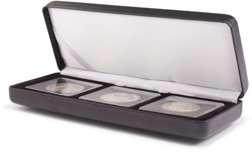Nobile Luxury Coin Case / Presentation Box for 3 Quadrum Capsules - Black