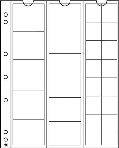 Numis Coin Pocket Refill Pages Mixed Pockets - 17mm, 25mm and 34mm - Pack of 5