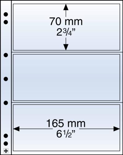 Numis 3C Pocket Refill Pages 165x70mm (3 Pocket) - Pack of 10