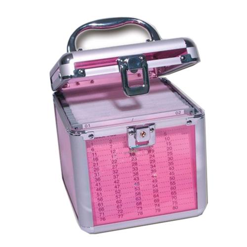 Transparent Case with Aluminium Fixings plus hanging pockets for 80 CD/DVD discs - Pink