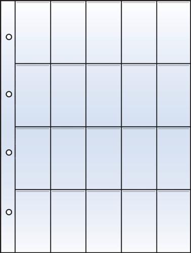 Polyester 43x65mm (20 Pocket) Top-Loading Archival Refill Sheets - Pack of 10