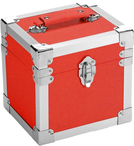 7" Vinyl Record Storage Case - Red with Aluminium Trim