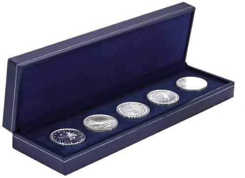 Dark Blue Coin Case with Mouldable Base - Holds 5 Coins up to 26mm