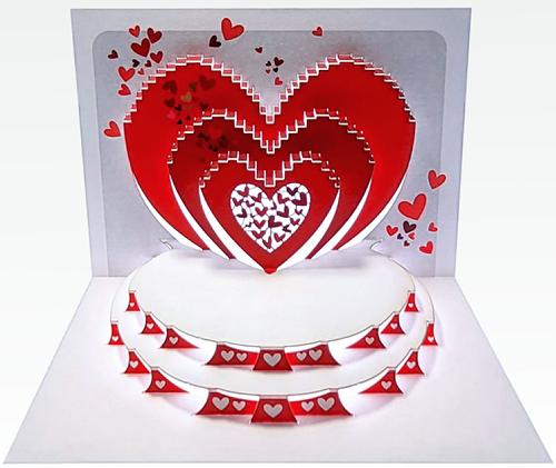 Red Hearts - Amazing Pop-up Greeting Card
