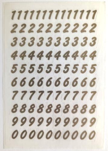 Gold 0-9 Self-Adhesive Numbers Labels - 8mm tall, Gold on Transparent Background Stickers