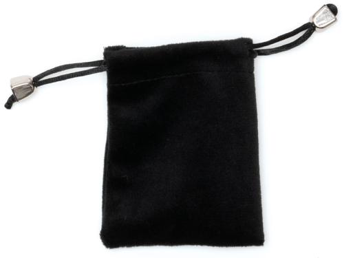 Small Velour Coin Pouch Drawstring Bag - Black