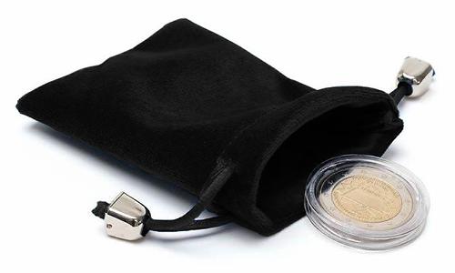 Small Velour Coin Pouch Drawstring Bag - Black