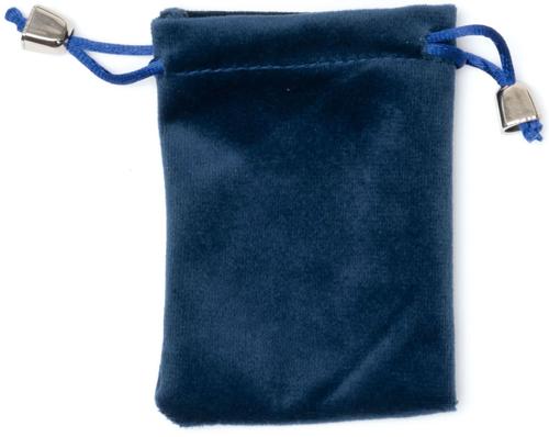 Small Velour Coin Pouch Drawstring Bag - Blue