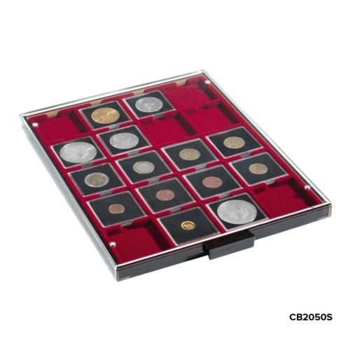 Stackable Coin Drawer 20 Coins up to 50mm - Smoke, Red Lining