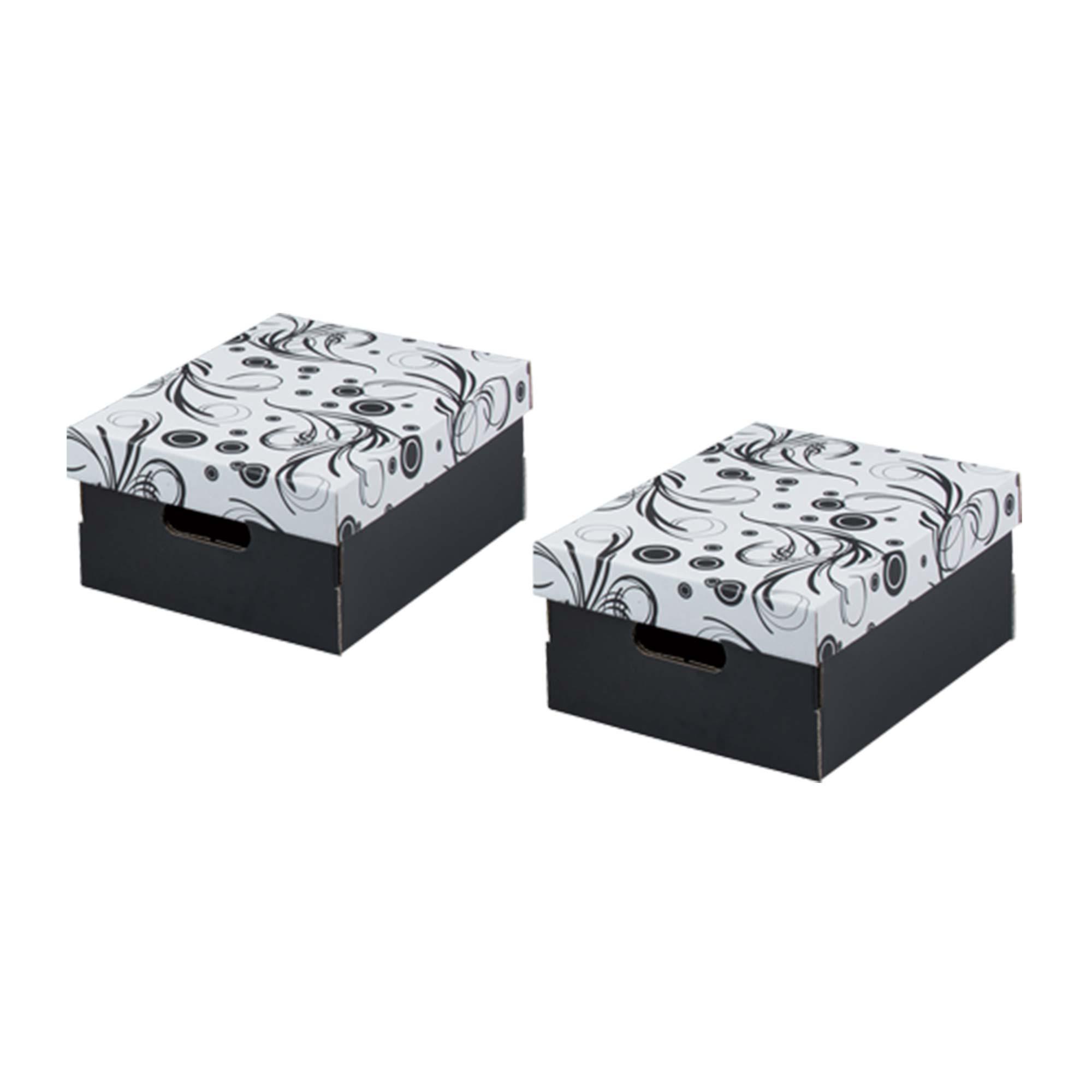 Tendri Black Boxes with Pattern lids - A4 pack of 2