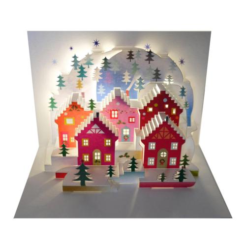 The Wonder of Christmas Town Scene- Amazing Pop-up Laser Cut Greeting Card