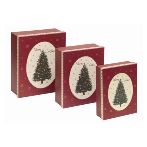 Traditional Christmas Tree Set of 3 Large Gift Boxes