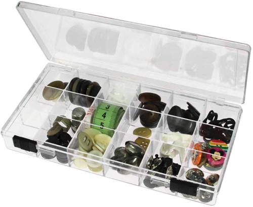Collectors Clear Plastic Compartment Box with 18 Sections - Small