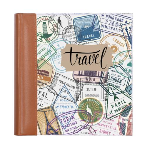 Travel 6x4" Photo Slip-in Memo Album with Leather Effect Stitched Spine - Holds 200