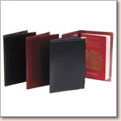 UK Leather-look Passport Holder - Black