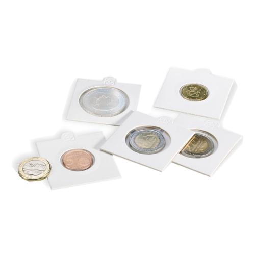 White Individual Coin Holders for Stapling pack of 100 - up to 17.5mm