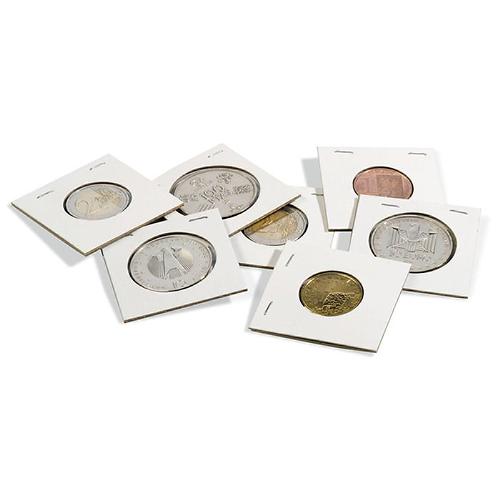 White Individual Coin Holders for Stapling pack of 100 - up to 20mm
