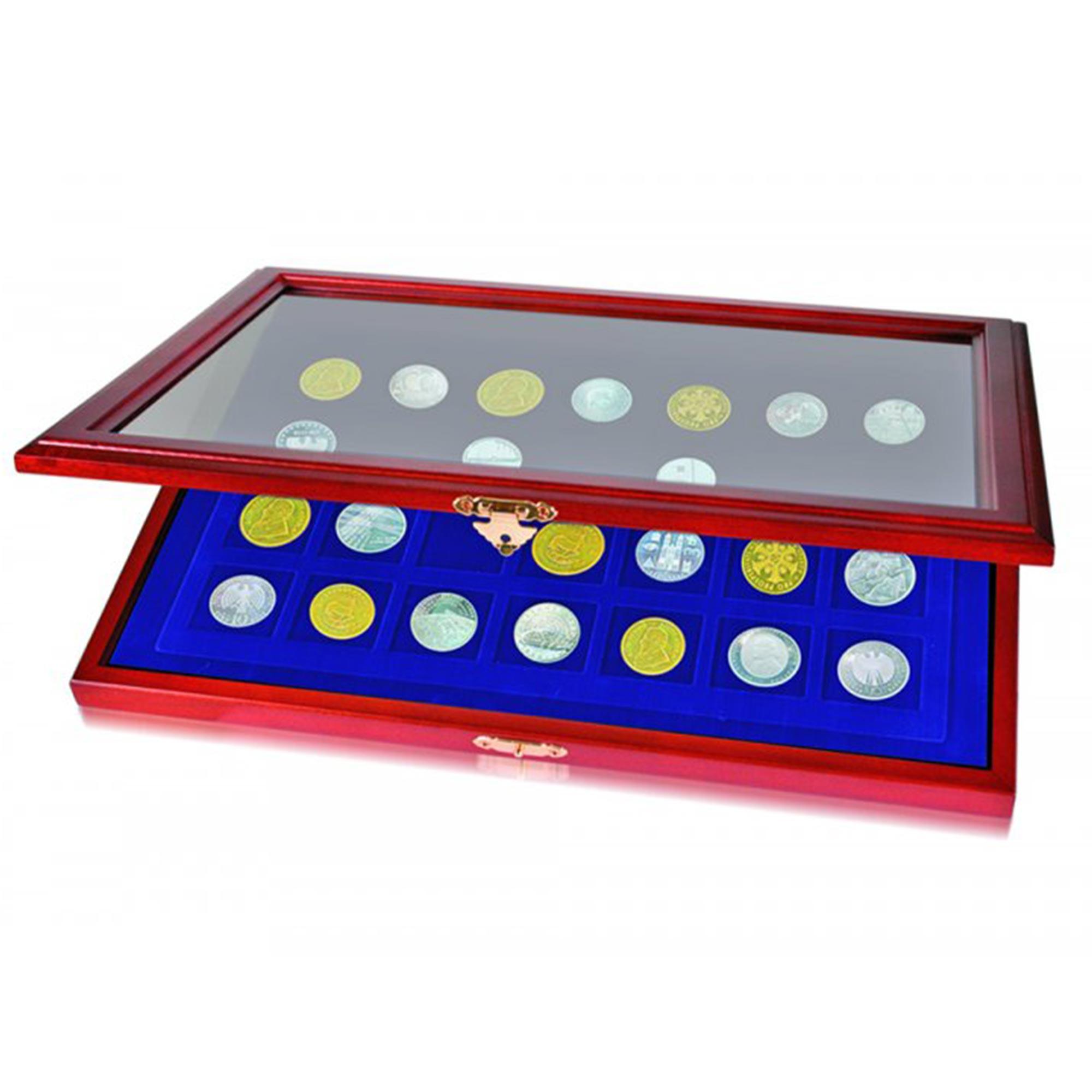 Wooden Display Showcases for Coins & Medals - 40x40mm