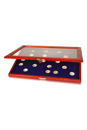 Wooden Display Showcases for Coins & Medals - coins up to 26mm, 40 spaces