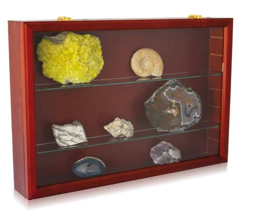 Premium Wooden Large Maxi Display Case for Minerals & Collectables