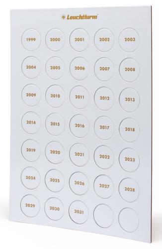 Year Date Chips for Coin Organisation 1999-2031